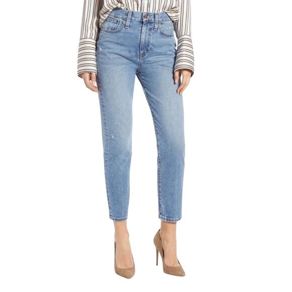 Something Navy Womens Mom Jeans Cotton High Rise Blue Med Wash Size 27 - Picture 1 of 15